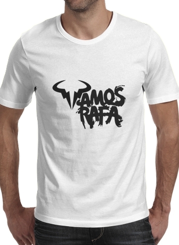 Vamos Rafa para Manga curta T-shirt homem em torno do pescoço