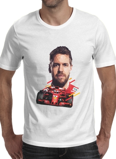  Vettel Formula One Driver para Manga curta T-shirt homem em torno do pescoço