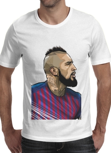  Vidal Chilean Midfielder para Manga curta T-shirt homem em torno do pescoço