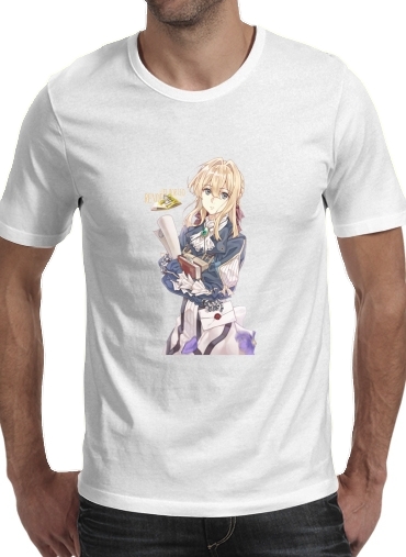  Violet Evergarden para Manga curta T-shirt homem em torno do pescoço