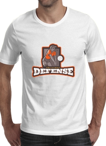  Volleyball Defense para Manga curta T-shirt homem em torno do pescoço