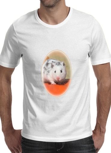  White Dalmatian Hamster with black spots  para Manga curta T-shirt homem em torno do pescoço