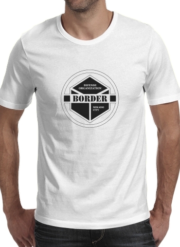  World trigger Border organization para Manga curta T-shirt homem em torno do pescoço