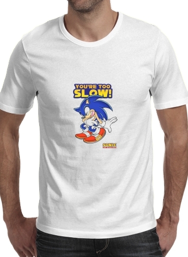 You're Too Slow - Sonic para Manga curta T-shirt homem em torno do pescoço