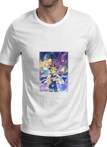  Yu-Gi-Oh - Yugi Muto FanArt para Manga curta T-shirt homem em torno do pescoço