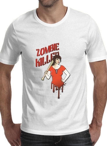  Zombie Killer para Manga curta T-shirt homem em torno do pescoço