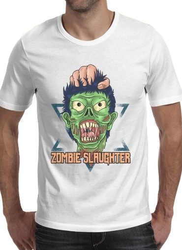  Zombie slaughter illustration para Manga curta T-shirt homem em torno do pescoço