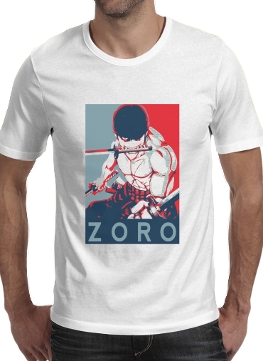  Zoro Propaganda para Manga curta T-shirt homem em torno do pescoço