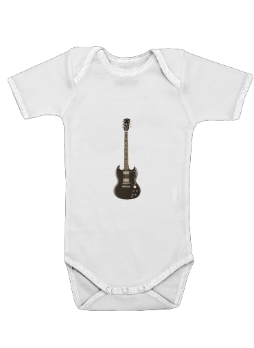 AcDc Guitare Gibson Angus para bodysuit bebê manga curta