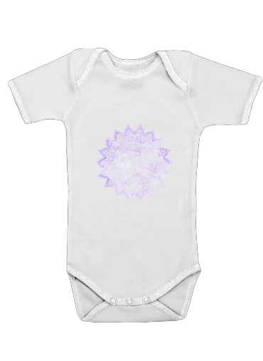  Bohemian Flower Mandala in purple para bodysuit bebê manga curta