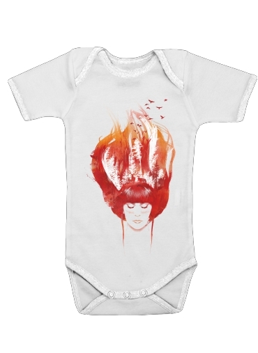  Burning Forest para bodysuit bebê manga curta