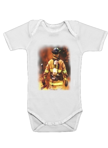  Firefighter para bodysuit bebê manga curta