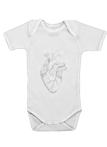  heart II para bodysuit bebê manga curta