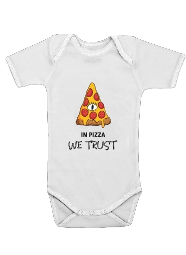  iN Pizza we Trust para bodysuit bebê manga curta