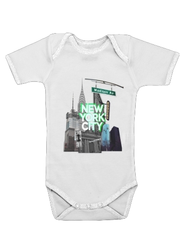  New York City II [green] para bodysuit bebê manga curta