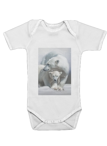  Polar bear family para bodysuit bebê manga curta