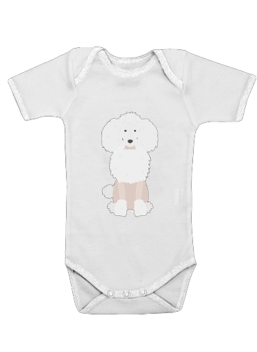  Poodle White para bodysuit bebê manga curta