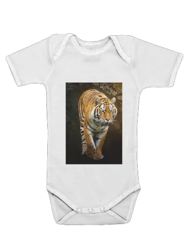  Siberian tiger para bodysuit bebê manga curta
