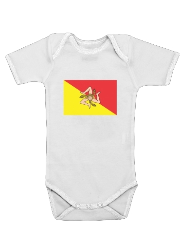  Sicile Flag para bodysuit bebê manga curta