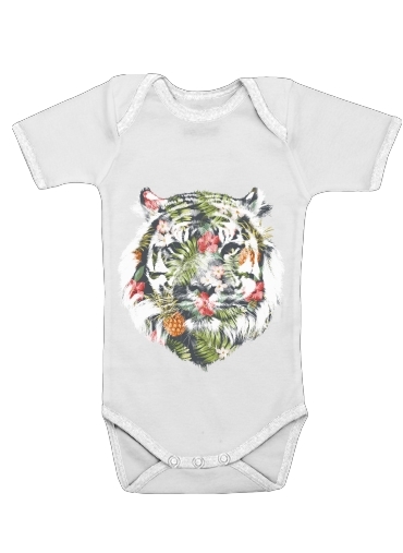 Tropical Tiger para bodysuit bebê manga curta