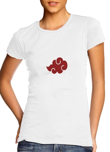  Akatsuki Cloud REd para T-shirt branco das mulheres