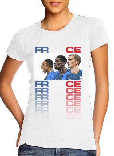  Allez Les Bleus France  para T-shirt branco das mulheres