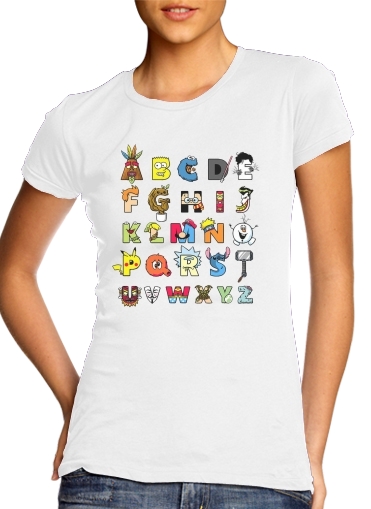  Alphabet Geek para T-shirt branco das mulheres