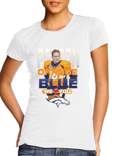  American Football: Payton Manning para T-shirt branco das mulheres