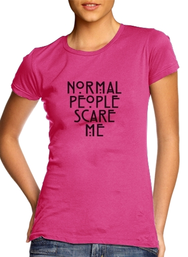  American Horror Story Normal people scares me para T-shirt branco das mulheres