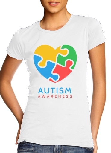  Autisme Awareness para T-shirt branco das mulheres