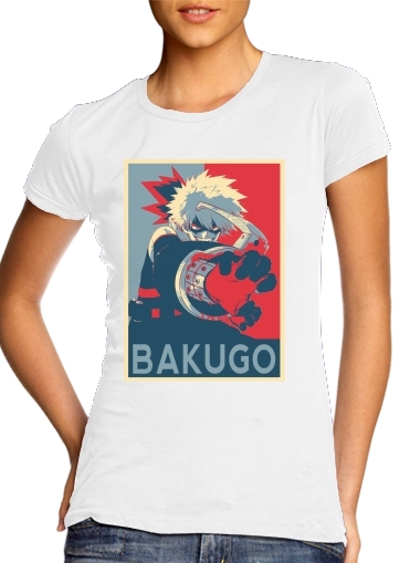  Bakugo Katsuki propaganda art para T-shirt branco das mulheres