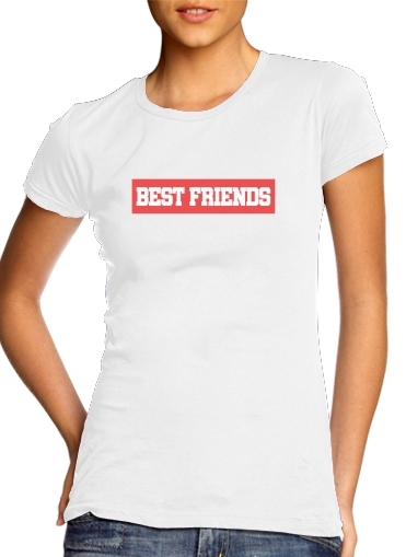  BFF Best Friends Pink para T-shirt branco das mulheres