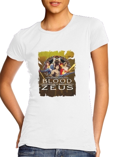  Blood Of Zeus para T-shirt branco das mulheres