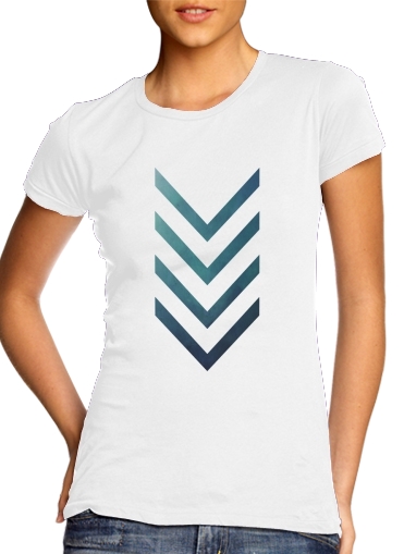  Blue Arrow  para T-shirt branco das mulheres