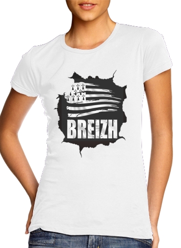  Breizh Bretagne para T-shirt branco das mulheres