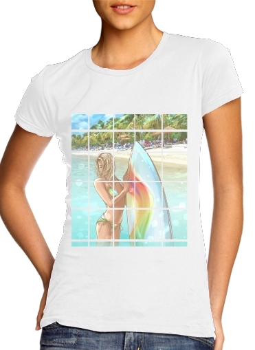  California Surfer para T-shirt branco das mulheres