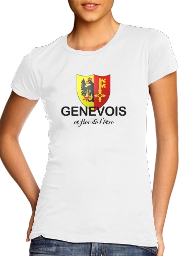  Canton de Geneve para T-shirt branco das mulheres