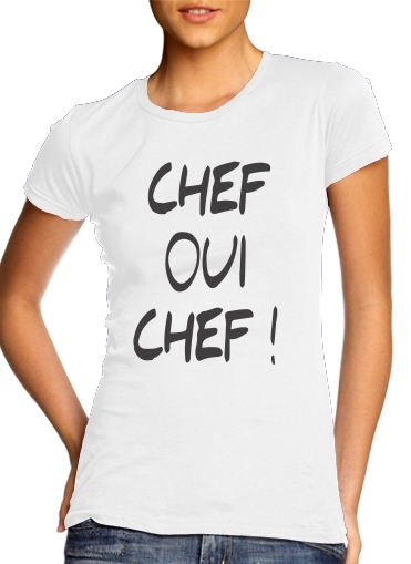  Chef Oui Chef para T-shirt branco das mulheres