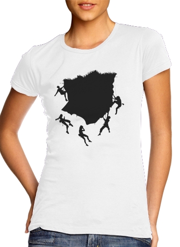  climbing mountain vector para T-shirt branco das mulheres