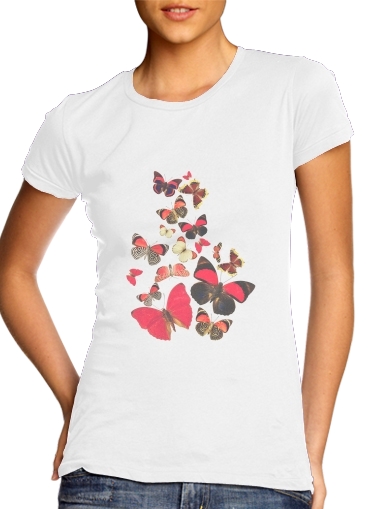  Come with me butterflies para T-shirt branco das mulheres