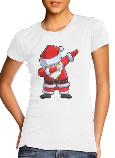  Dabbing Santa Claus Christmas para T-shirt branco das mulheres