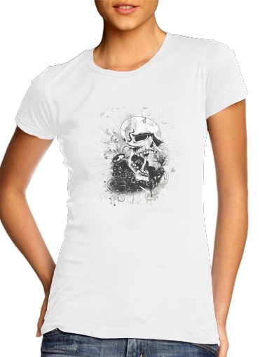  Dark Gothic Skull para T-shirt branco das mulheres