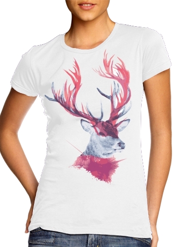  Deer paint para T-shirt branco das mulheres