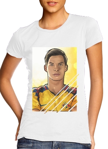 Diego Lainez America para T-shirt branco das mulheres
