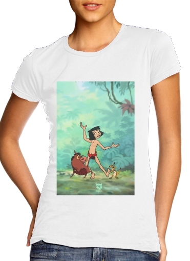  Disney Hangover Mowgli Timon and Pumbaa  para T-shirt branco das mulheres