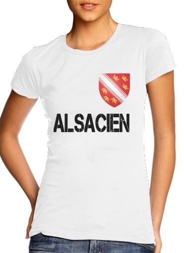  Drapeau alsacien Alsace Lorraine para T-shirt branco das mulheres