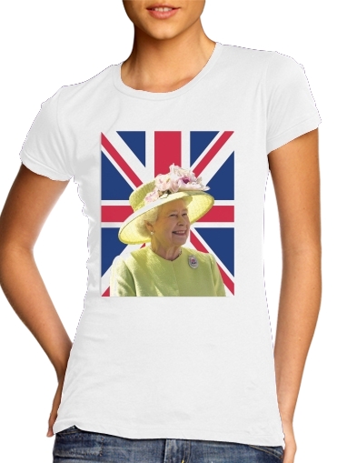  Elizabeth 2 Uk Queen para T-shirt branco das mulheres