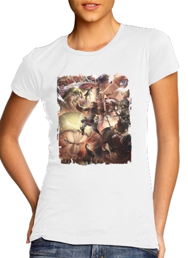  Eren Family Art Season 2 para T-shirt branco das mulheres