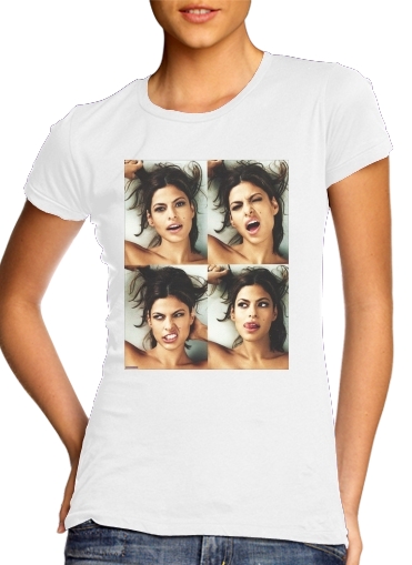 Eva mendes collage para T-shirt branco das mulheres