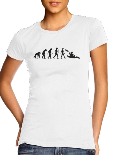  Evolution of Kayak Born to do Kayak para T-shirt branco das mulheres